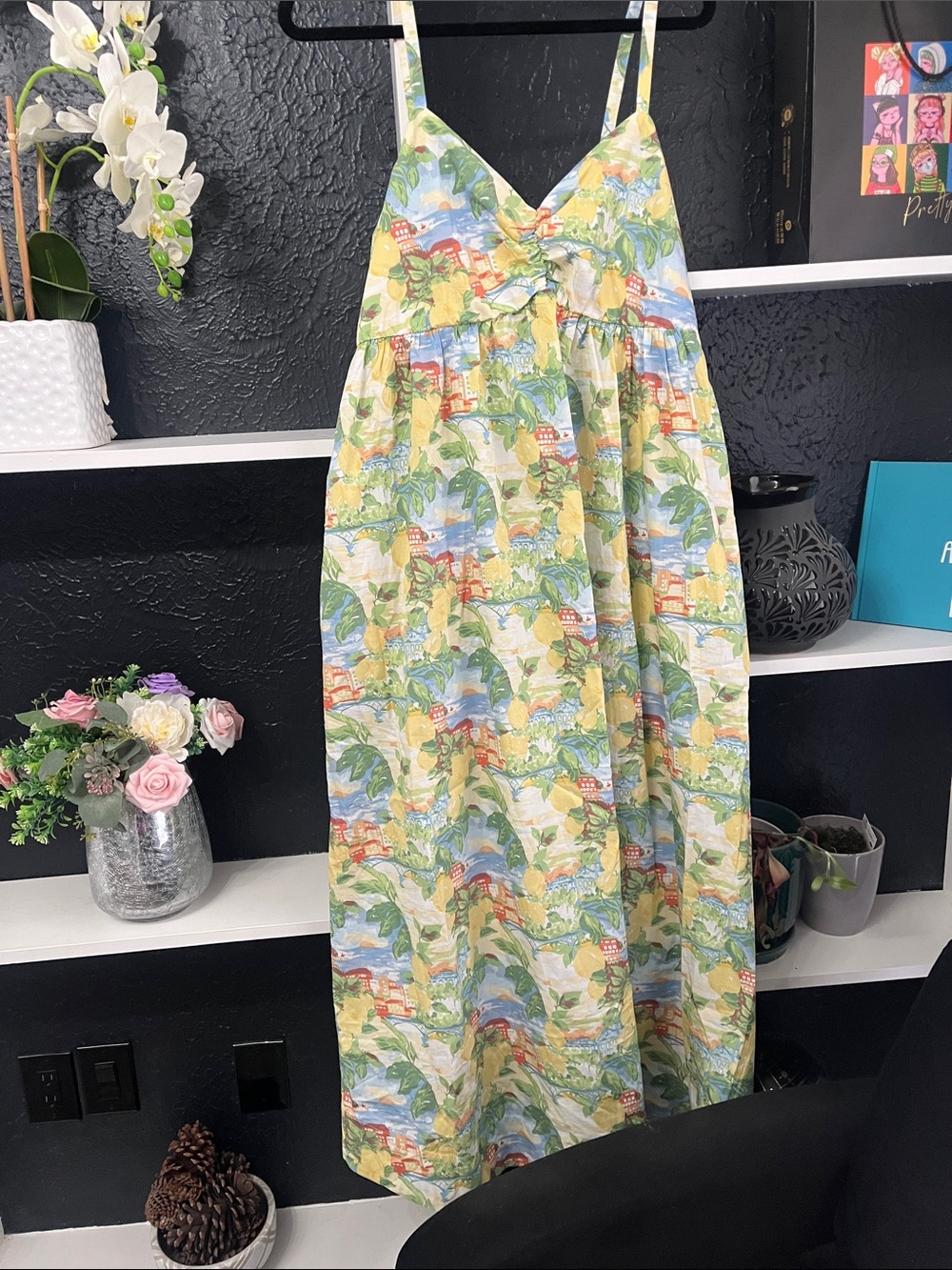 Abercrombie & Fitch Yellow and Green Printed Maxi Sundress